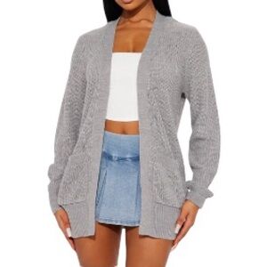 Casual Gray Women's Sweater Cardigan